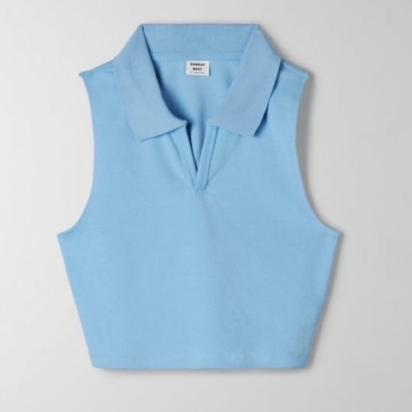 ARITZIA Sunday Best Knox Cropped Tank In Blue - Picture 2 of 5